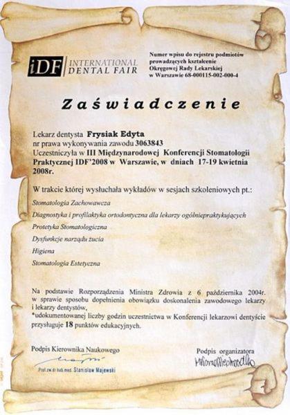 certyfikat stomatologiczny 23