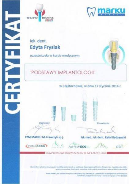 certyfikat stomatologiczny 3